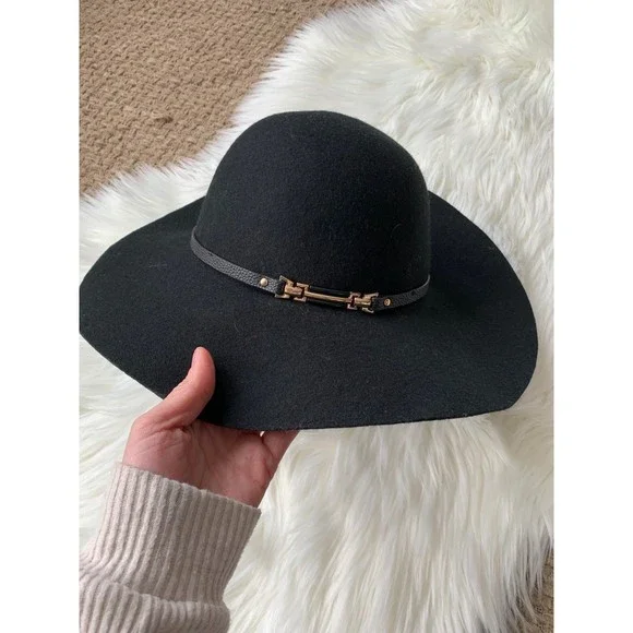House of Harlow 1960 Black Wool Hat NWOT NWT House Of Harlow 1960 100% Black Wool Floppy Hat Womens  main image 3